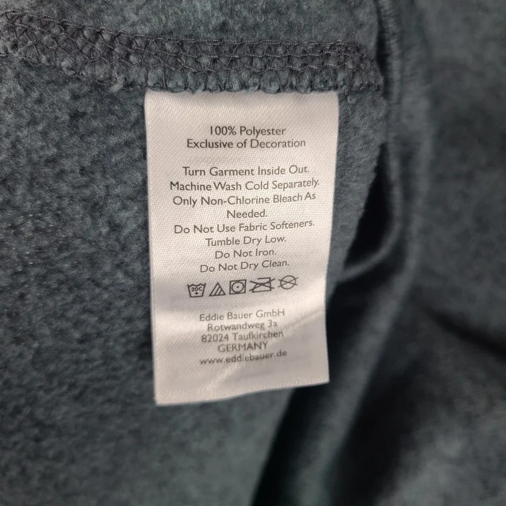 Eddie Bauer Fleece Sweater Mens 2XL XXL Teal Blue‎ Quarter Zip Sweatshirt